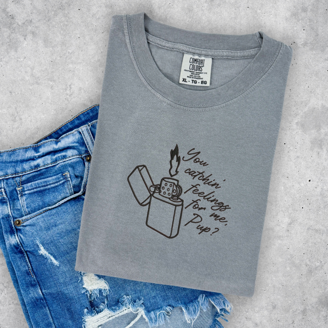 'You Catchin' Feelings For Me, Pup?' Embroidered T-Shirt (Kate Stewart's LICENSED Ravenhood® Collection)