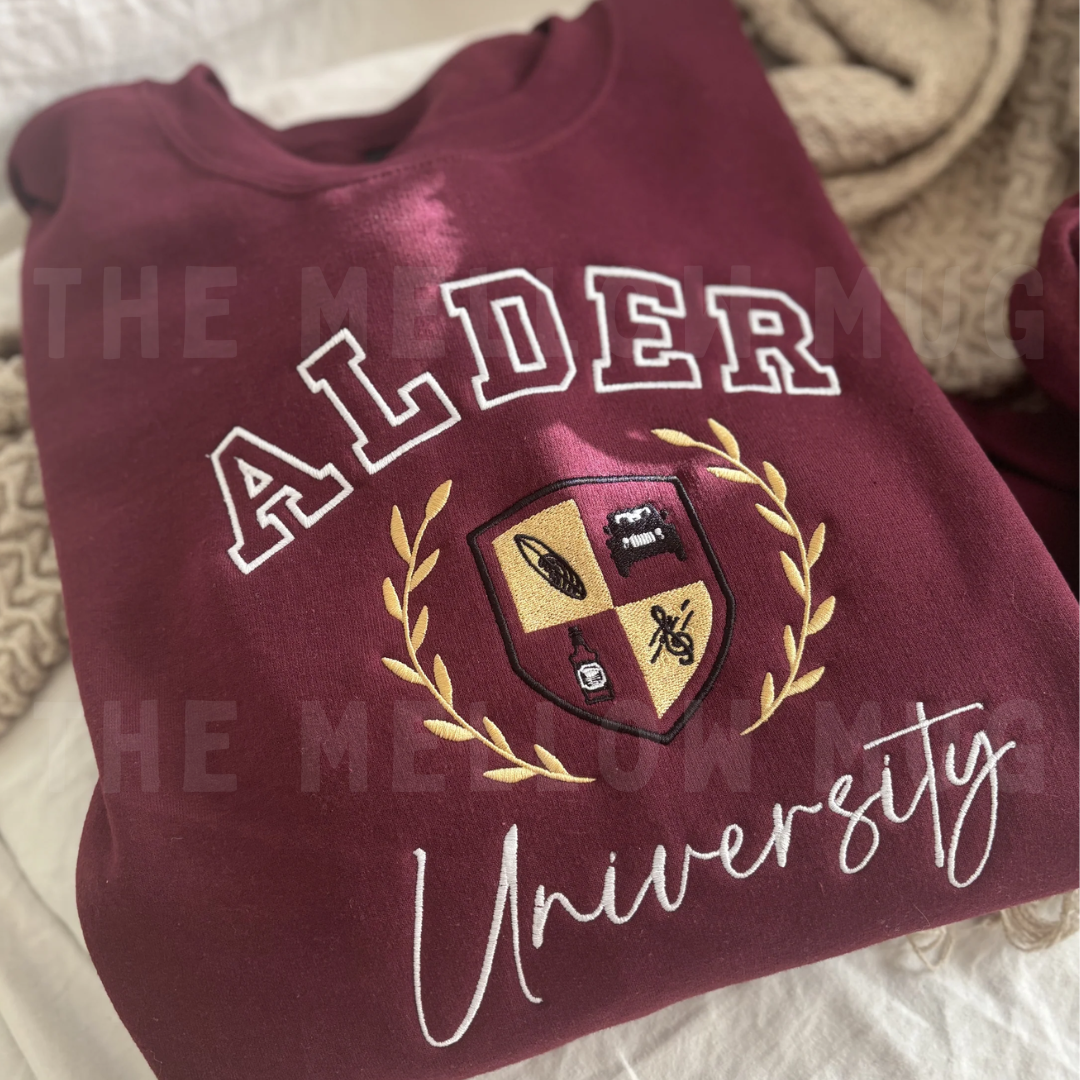 'Alder University' Embroidered (A Love Letter to Whiskey x Kandi Steiner Licensed Collection)