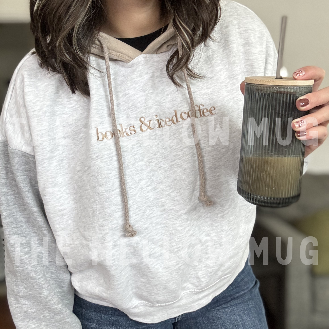 'Books&______' Color-Blocked Crop Hoodie