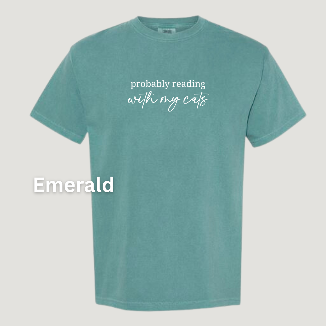 'Probably Reading with My Cat(s)' T-Shirt (Embroidered)