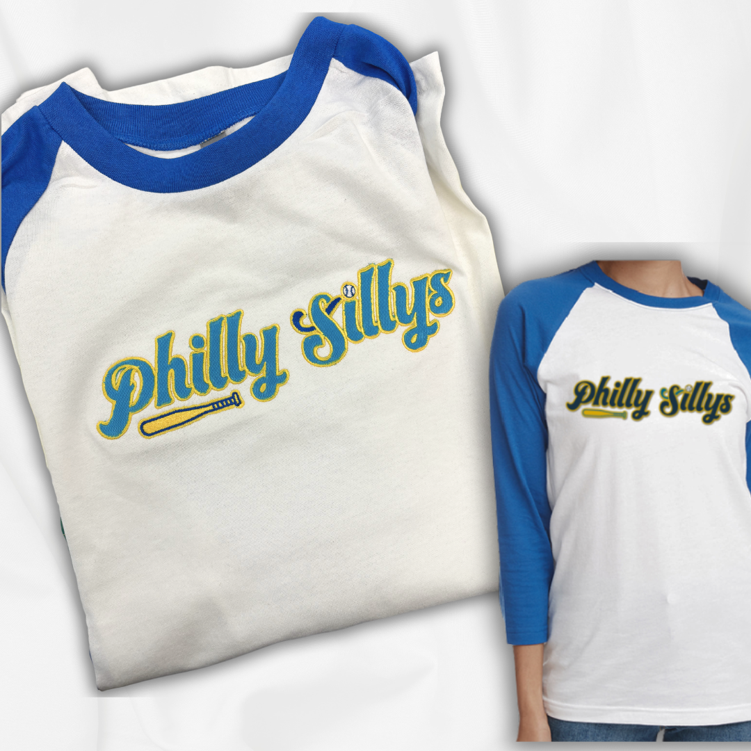 'Philly Sillys' Embroidered Raglan Tee | K. Iwancio Merch