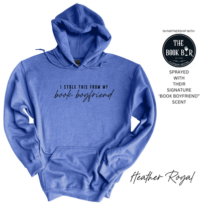 'I stole this from my book boyfriend' Embroidered Hoodie (The Mellow Mug x The Book Bar Apothecary)