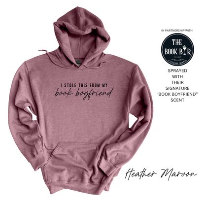 'I stole this from my book boyfriend' Embroidered Hoodie (The Mellow Mug x The Book Bar Apothecary)