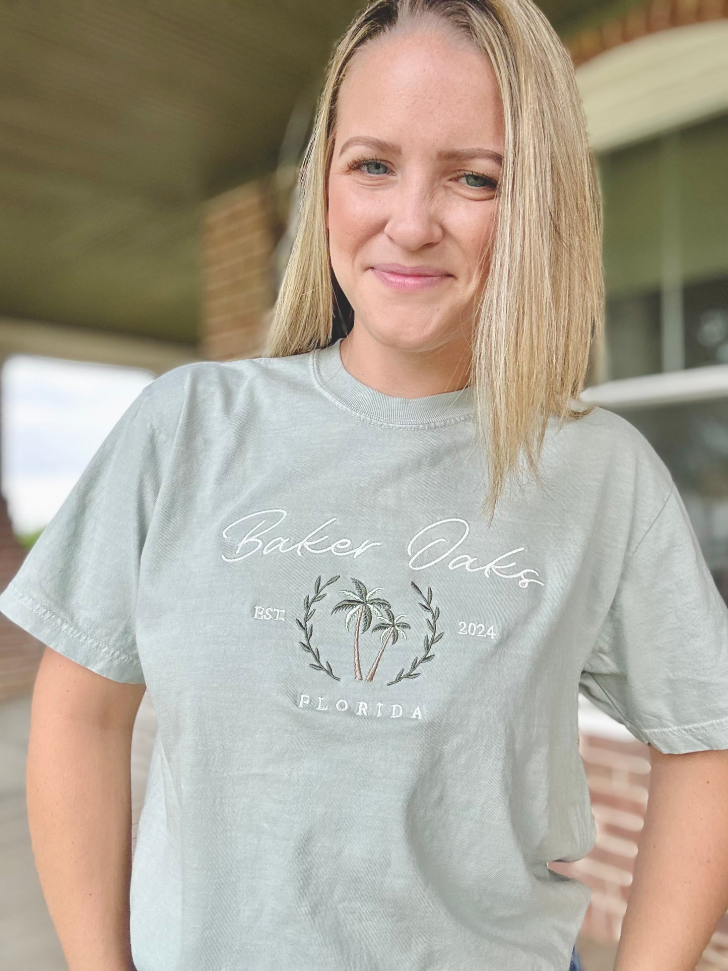 Baker Oaks Tourist Tee — Embroidered Design (Baker Oaks x Ambar Cordova Licensed Collection)