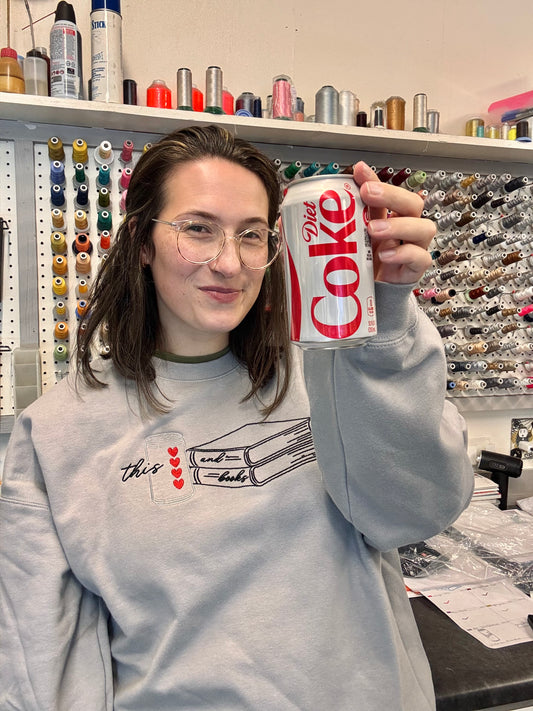 'Diet Coke & Books' (Embroidered - Multiple Options)