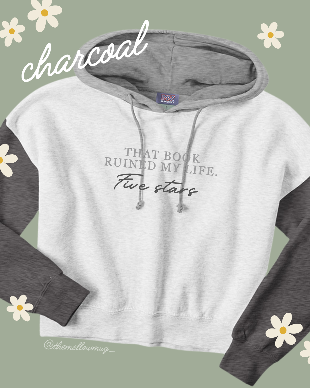 'Five Stars' Color-Blocked Crop Hoodie (Embroidered Design - Multiple Color Options)