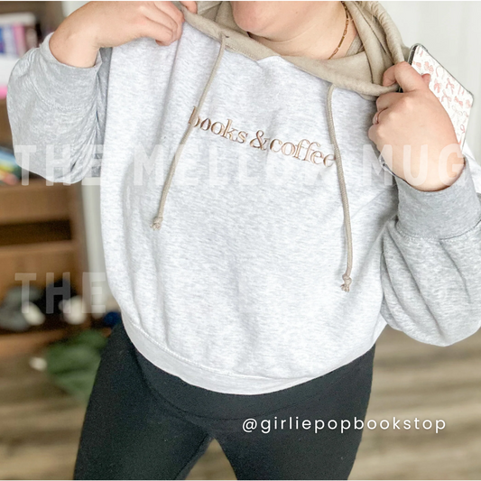 'Books&______' Color-Blocked Crop Hoodie