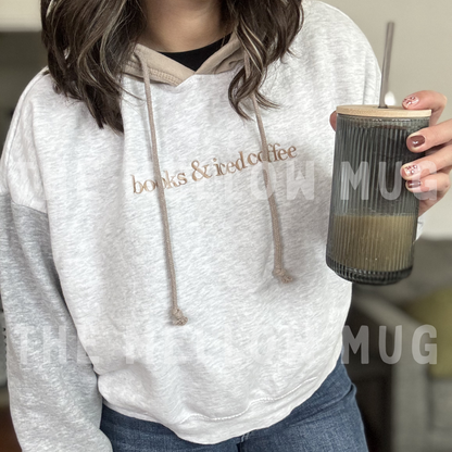 'Books&______' Color-Blocked Crop Hoodie