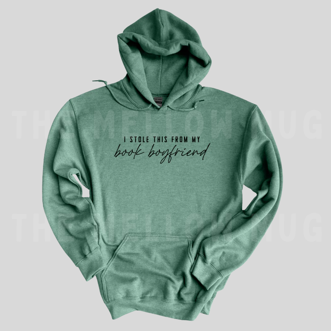 'I stole this from my book boyfriend' Embroidered Hoodie (The Mellow Mug x The Book Bar Apothecary)