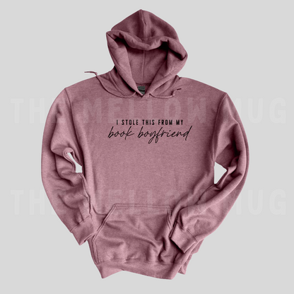 'I stole this from my book boyfriend' Embroidered Hoodie (The Mellow Mug x The Book Bar Apothecary)