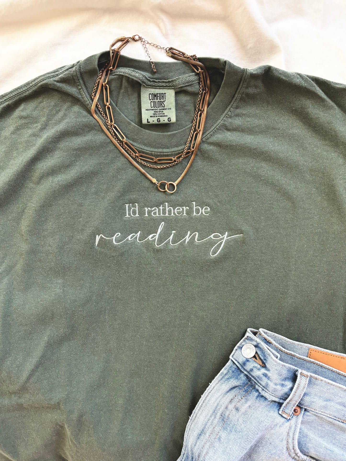 'I'd Rather Be Reading' Tee (Embroidered)