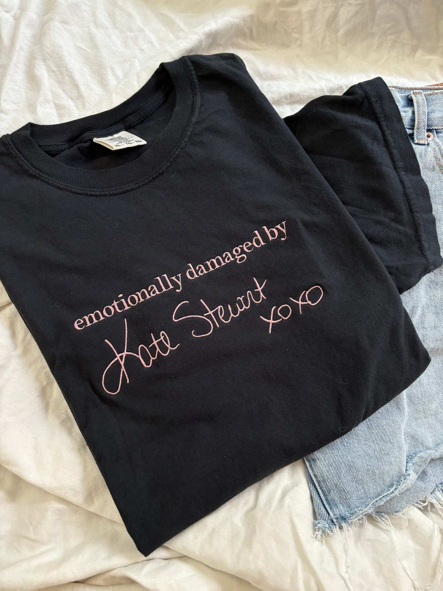 'Emotionally Damaged by Kate Stewart' Embroidered T-Shirt (LICENSED)