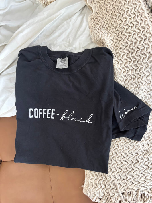 Coffee, Black T-Shirt - Size Large (Extra)