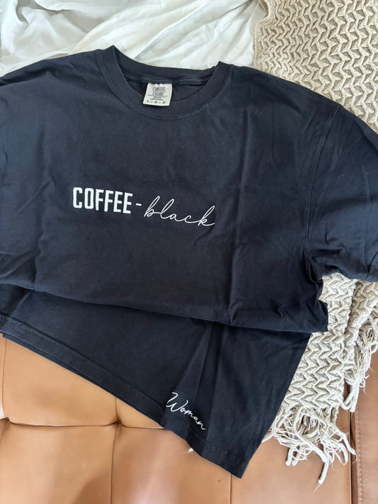 Coffee, Black T-Shirt - Size Large (Extra)