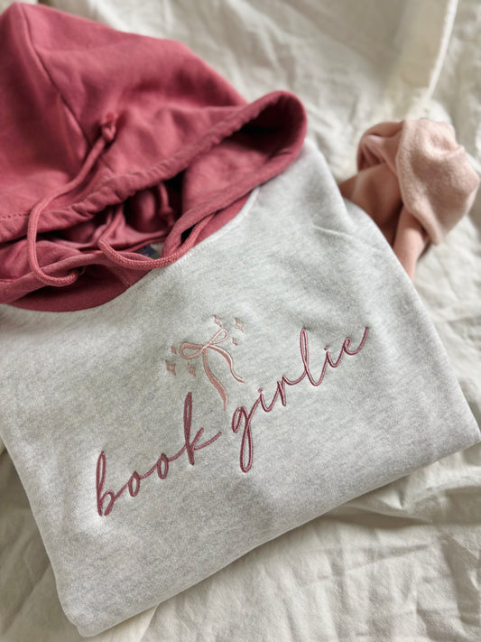 'Book Girlie' Color-Blocked Crop Hoodie