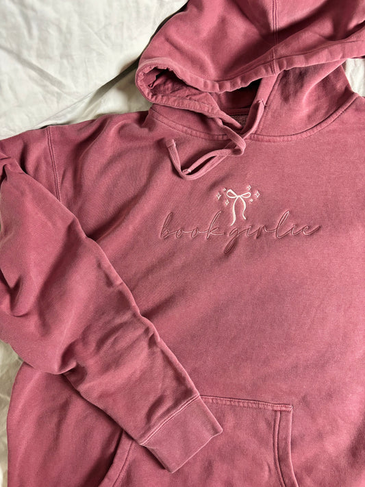 'Book Girlie' Embroidered Hoodie (Full-Length)