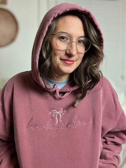 'Book Girlie' Embroidered Hoodie (Full-Length)