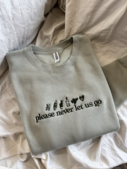 'Please Never Let Us Go' Embroidered  (A Love Letter to Whiskey x Kandi Steiner Licensed Collection)