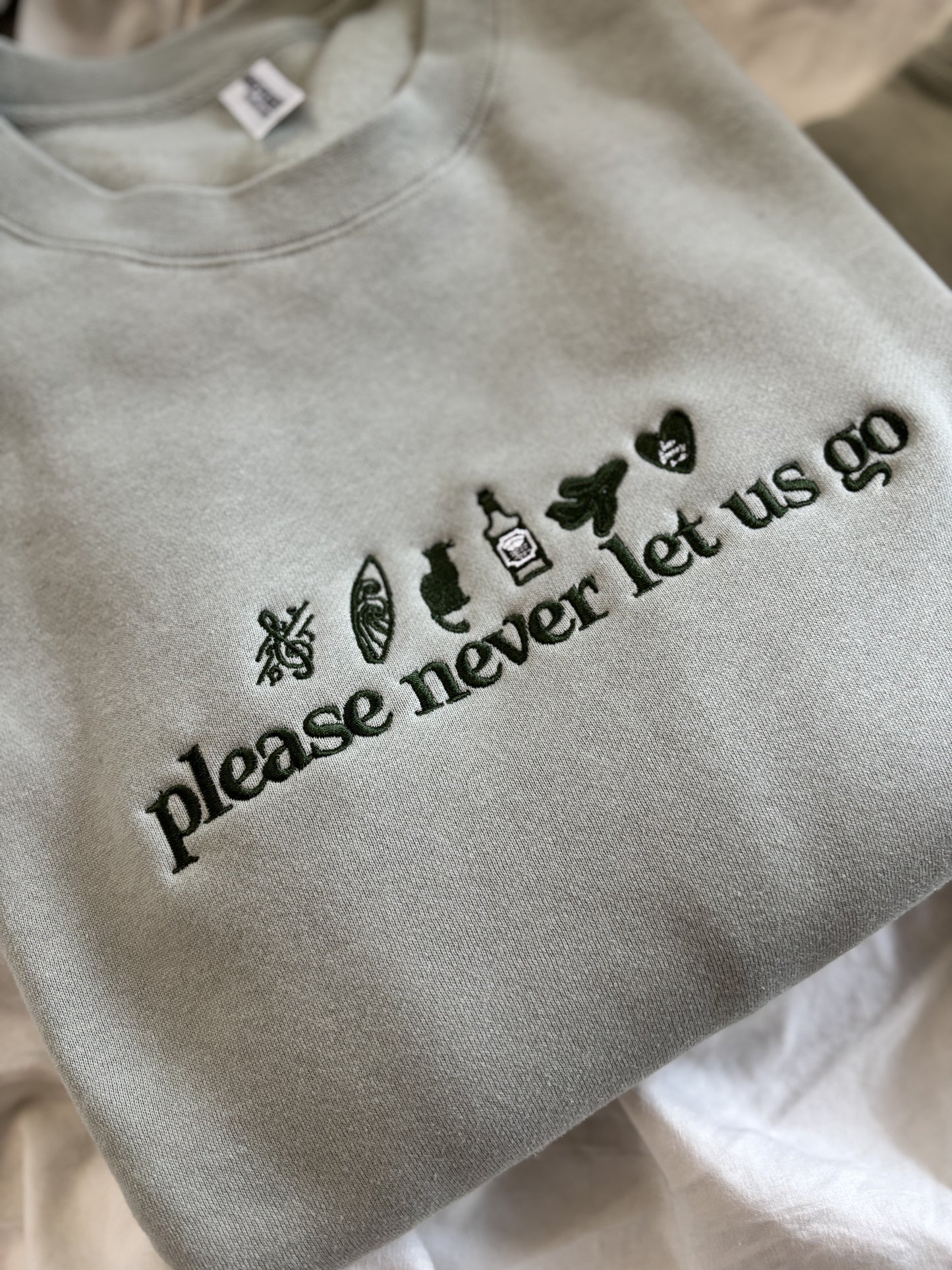 'Please Never Let Us Go' Embroidered  (A Love Letter to Whiskey x Kandi Steiner Licensed Collection)