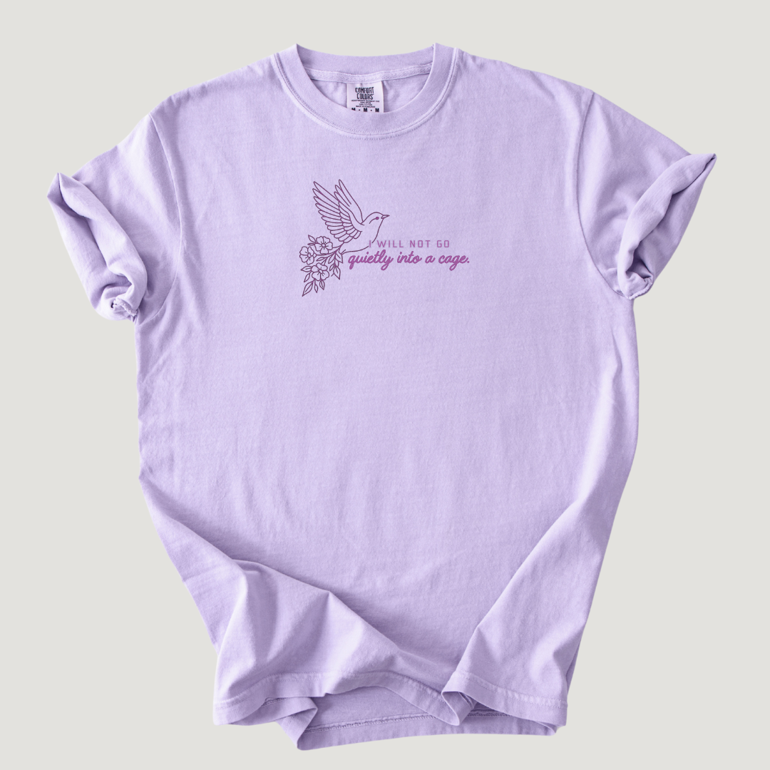 'I Will Not Go Quietly Into a Cage" Embroidered Design - Multiple Options (LICENSED Shield of Sparrows Collection)