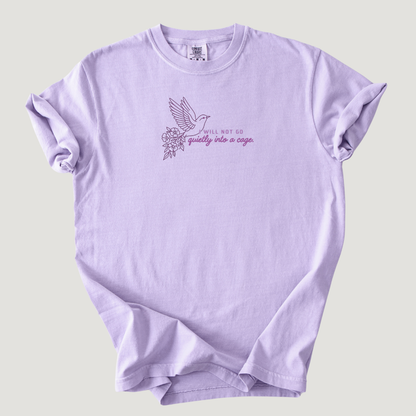 'I Will Not Go Quietly Into a Cage" Embroidered Design - Multiple Options (LICENSED Shield of Sparrows Collection)