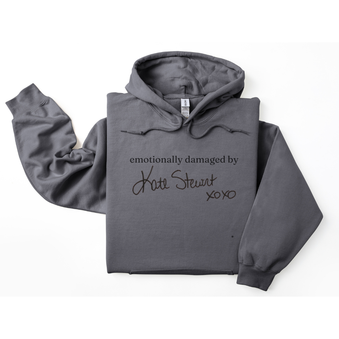 'Emotionally Damaged by Kate Stewart' Embroidered Hoodie (LICENSED)