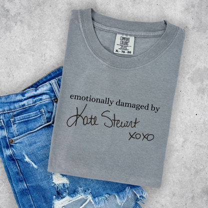 'Emotionally Damaged by Kate Stewart' Embroidered T-Shirt (LICENSED)