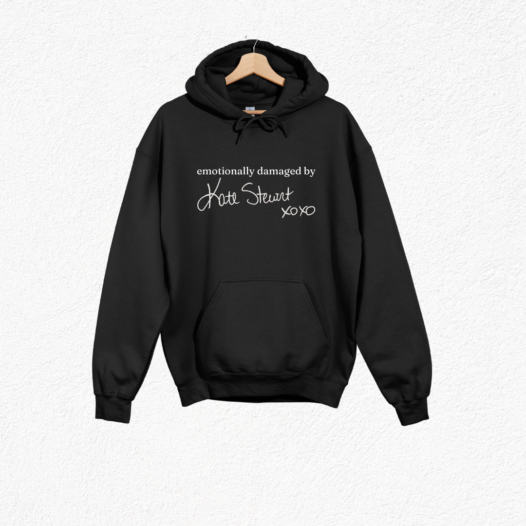 'Emotionally Damaged by Kate Stewart' Embroidered Hoodie (LICENSED)